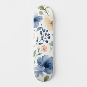Watercolor Wildflower Pattern Modern Botanical Skateboard