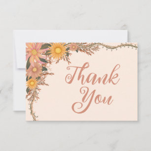 Watercolor Wildflower Peach Yellow   Thank You Card