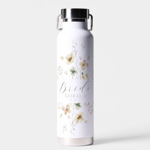 Watercolor Wildflower Personalised Bride Water Bottle
