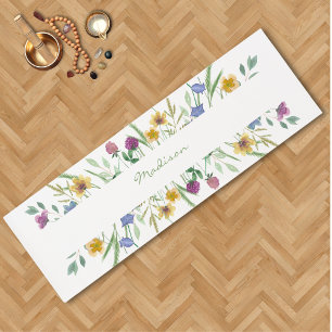 Watercolor Wildflower Personalised  Yoga Mat