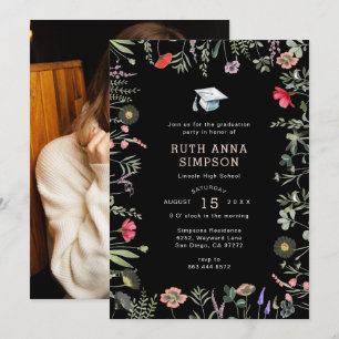 Watercolor Wildflower Photo Graduation Invitation