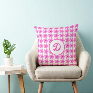 Watercolor Wildflower pink Botanical pattern Cushion