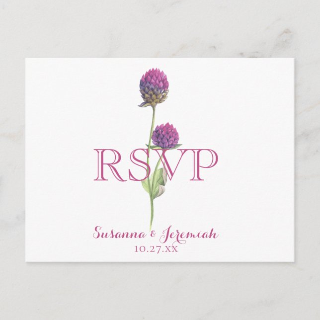 Watercolor Wildflower Pink Floral RSVP Menu Option (Front)