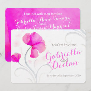 Watercolor wildflower pink wedding invite
