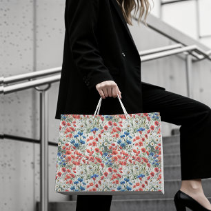 Watercolor Wildflower Poppy Daisy Paper Gift Bag