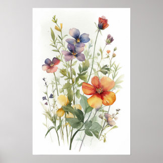 Watercolor wildflower Poster