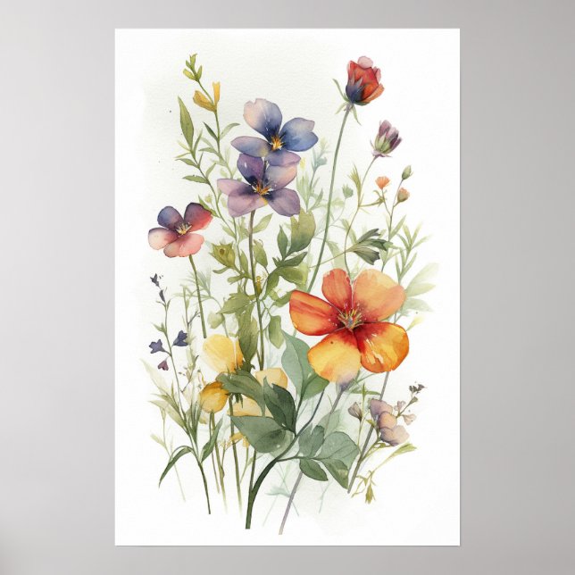 Watercolor wildflower Poster (Front)