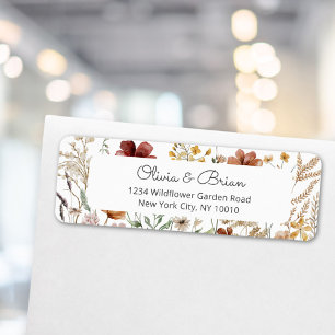 Watercolor Wildflower Pretty Floral Return Address