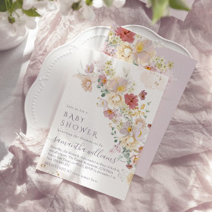 Watercolor Wildflower Purple Spring Baby Shower Invitation