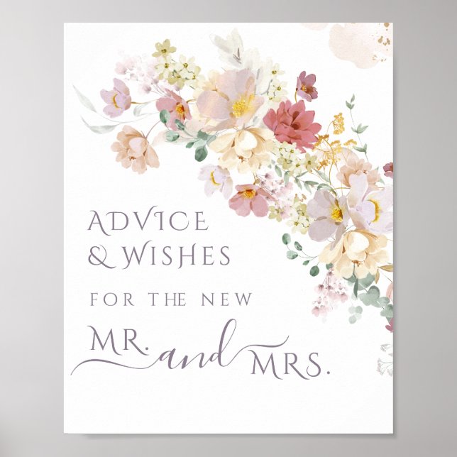 Watercolor Wildflower Purple Spring Bridal advice Poster (Front)