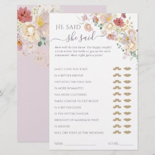 Watercolor Wildflower Purple Spring Bridal game