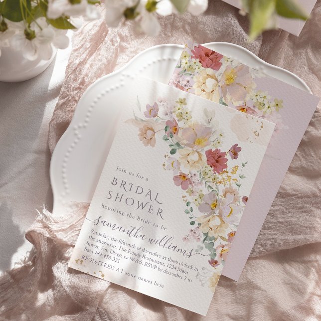 Watercolor Wildflower Purple Spring Bridal Shower Invitation (Creator Uploaded)