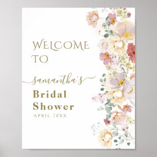 Watercolor Wildflower Purple Spring Bridal Shower Poster