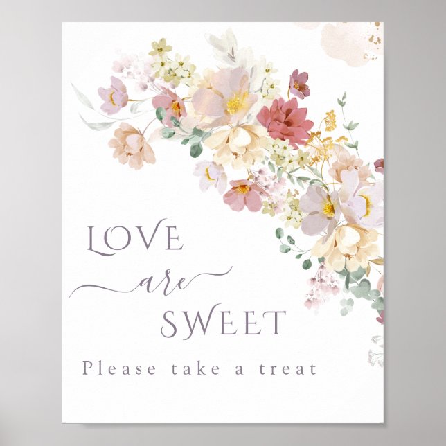 Watercolor Wildflower Purple Spring Bridal treat Poster (Front)