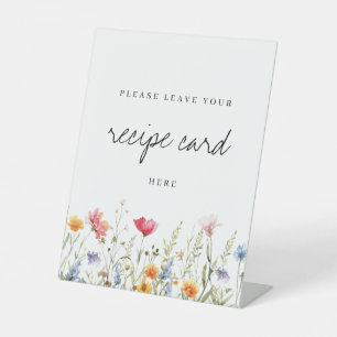 Watercolor Wildflower Recipe Card Pedestal Sign