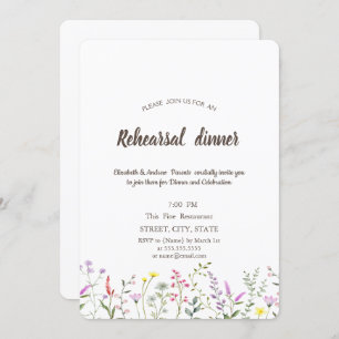 Watercolor Wildflower Rehearsal Dinner  Invitation