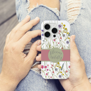 Watercolor Wildflower Rose and Sage Bloom Wildly C iPhone 15 Pro Case