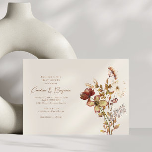 Watercolor Wildflower Script Couples Baby Shower Invitation