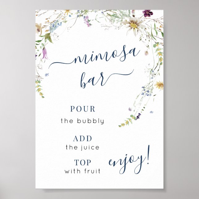 Watercolor Wildflower Script Mimosa Bar Sign (Front)