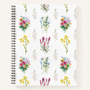 Watercolor Wildflower Seamless Pattern Notebook