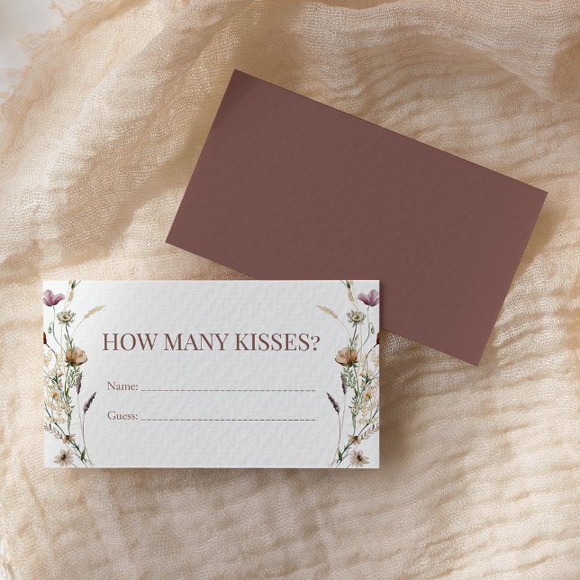 Watercolor Wildflower Shower How Many Kisses Game Enclosure Card (Creator Uploaded)
