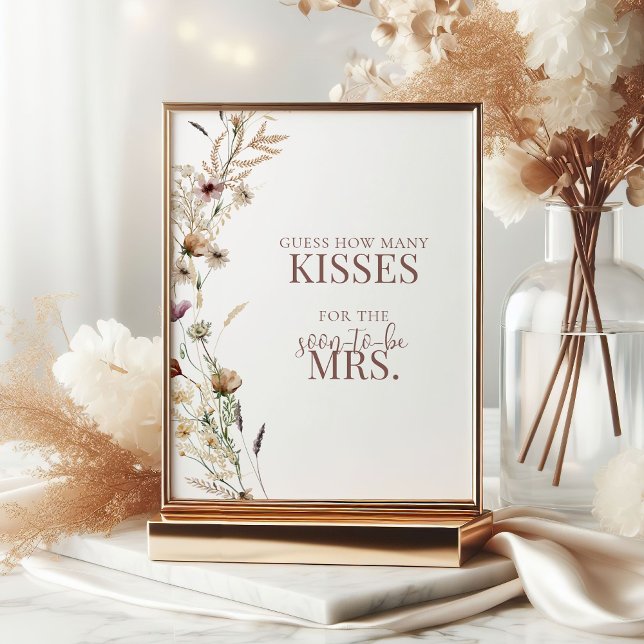 Watercolor Wildflower Shower How Many Kisses Game Poster (Creator Uploaded)