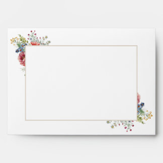 Watercolor Wildflower Simple Elegant Wedding Envelope
