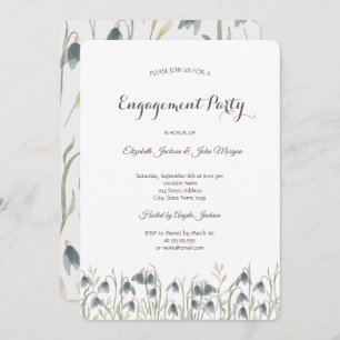 Watercolor Wildflower Snowdrops Engagement Invitation