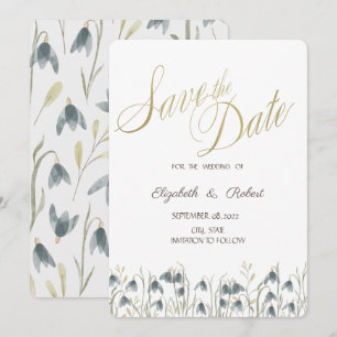 Watercolor Wildflower Snowdrops Save The Date