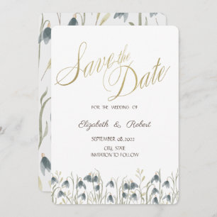 Watercolor Wildflower Snowdrops Save The Date