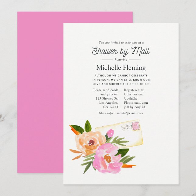 Watercolor Wildflower Spring Bridal Shower by Mail Invitation (Front/Back)