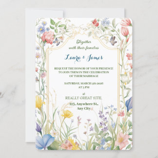 Watercolor Wildflower Spring Garden Floral Wedding Invitation