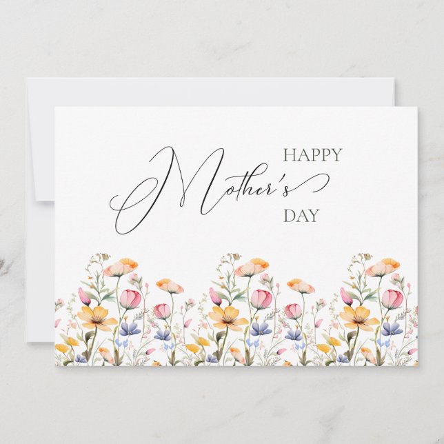 Watercolor Wildflower Spring Meadow Mother's Day Holiday Card (Front)