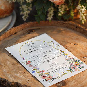 Watercolor Wildflower Spring Summer Arch Wedding Menu