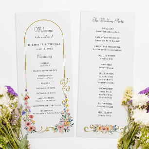 Watercolor Wildflower Spring Summer Arch Wedding Programme