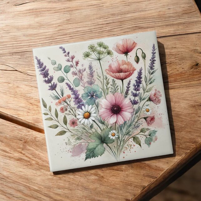 Watercolor Wildflower Spring & Summer Decor Tile (Creator Uploaded)