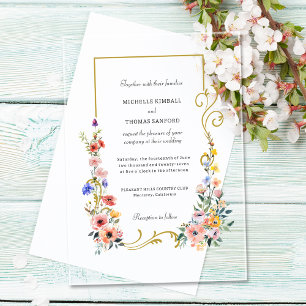 Watercolor Wildflower Spring Summer Wedding Acrylic Invitations