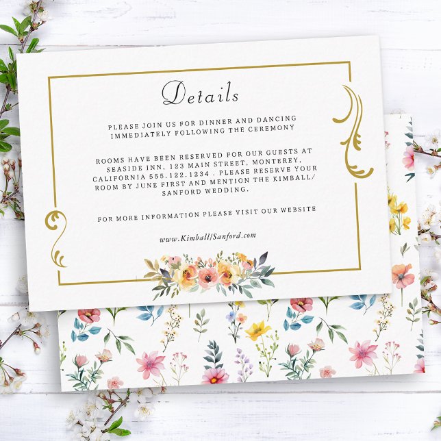 Watercolor Wildflower Spring Summer Wedding Enclosure Card (Creator Uploaded)