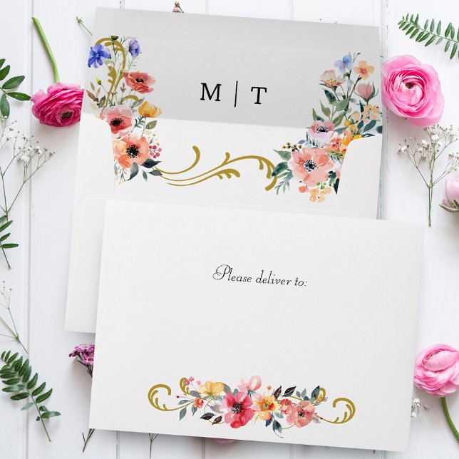 Watercolor Wildflower Spring Summer Wedding Envelope (Creator Uploaded)