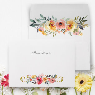 Watercolor Wildflower Spring Summer Wedding Envelope