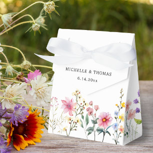 Watercolor Wildflower Spring Summer Wedding Favour Box