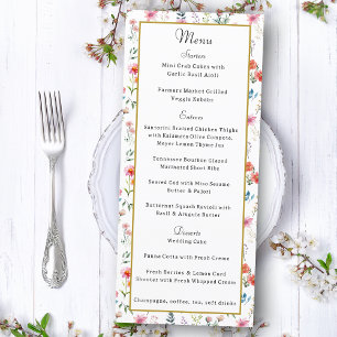 Watercolor Wildflower Spring Summer Wedding Menu