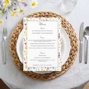 Watercolor Wildflower Spring Summer Wedding Menu