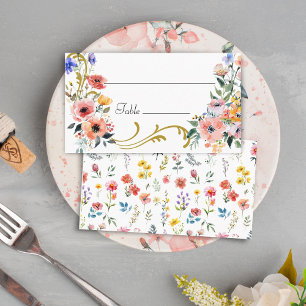 Watercolor Wildflower Spring Summer Wedding Place Card