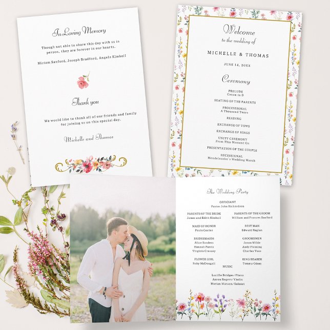 Watercolor Wildflower Spring Summer Wedding Programme (Creator Uploaded)