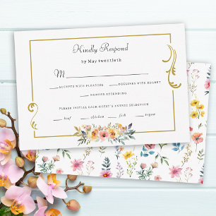 Watercolor Wildflower Spring Summer Wedding RSVP Card