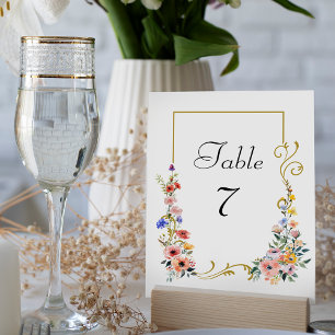 Watercolor Wildflower Spring Summer Wedding Table Number