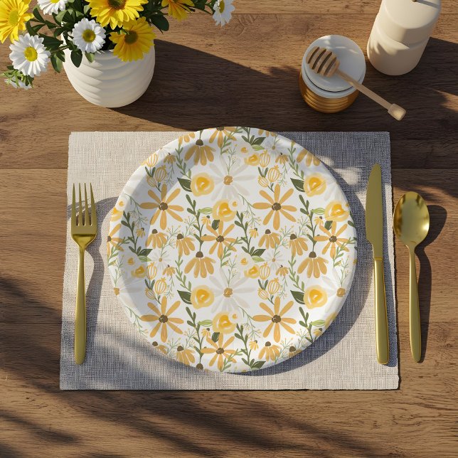 Watercolor Wildflower Springtime Florals Paper Plate (Watercolor Wildflower Springtime Florals Paper Plates)