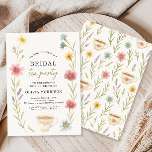 Watercolor Wildflower Tea Floral Bridal Shower  Invitation