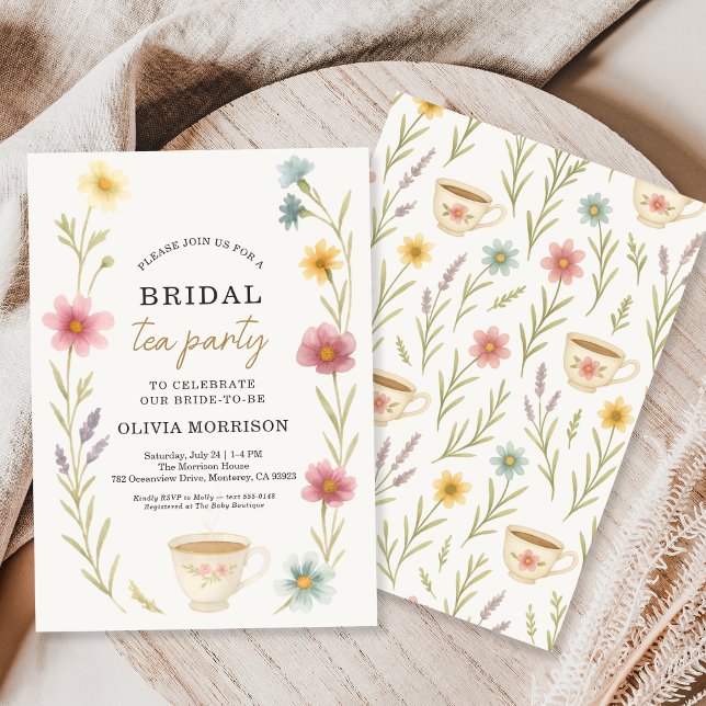 Watercolor Wildflower Tea Floral Bridal Shower  Invitation (Creator Uploaded)